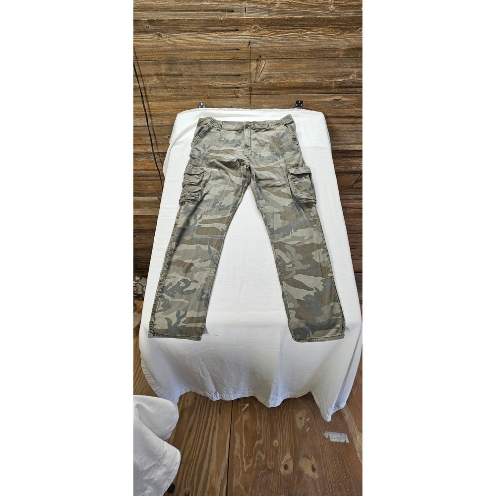 Wrangler Mens Regular Taper Cargo Pants Camo Green Brown 40x32 112326274
